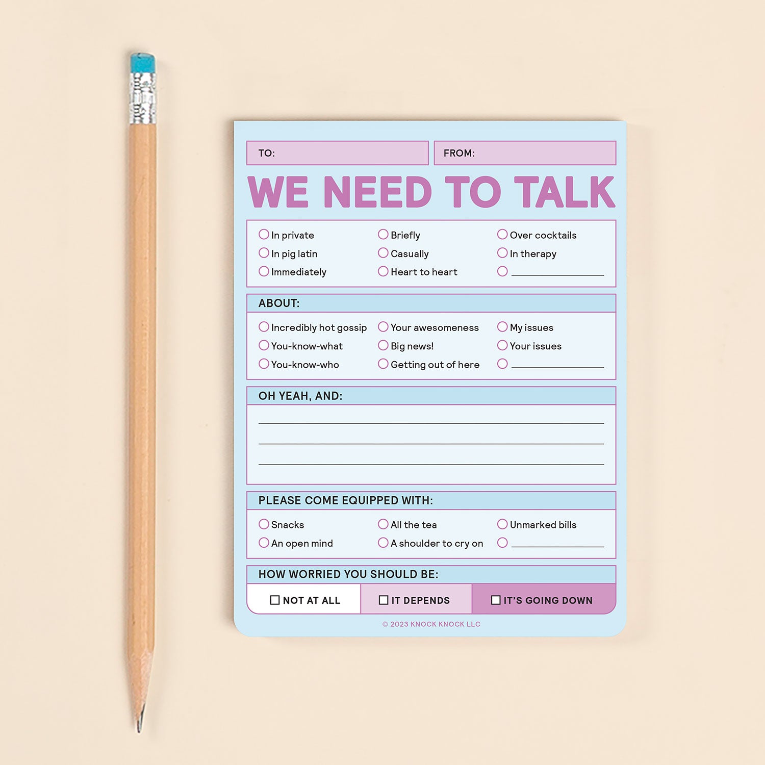 We Need to Talk Nifty Note Pad (Pastel Version)