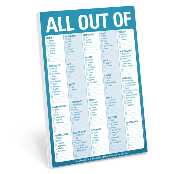 Knock Knock® All Out Of Pad Grocery List with Magnet (Blue)
