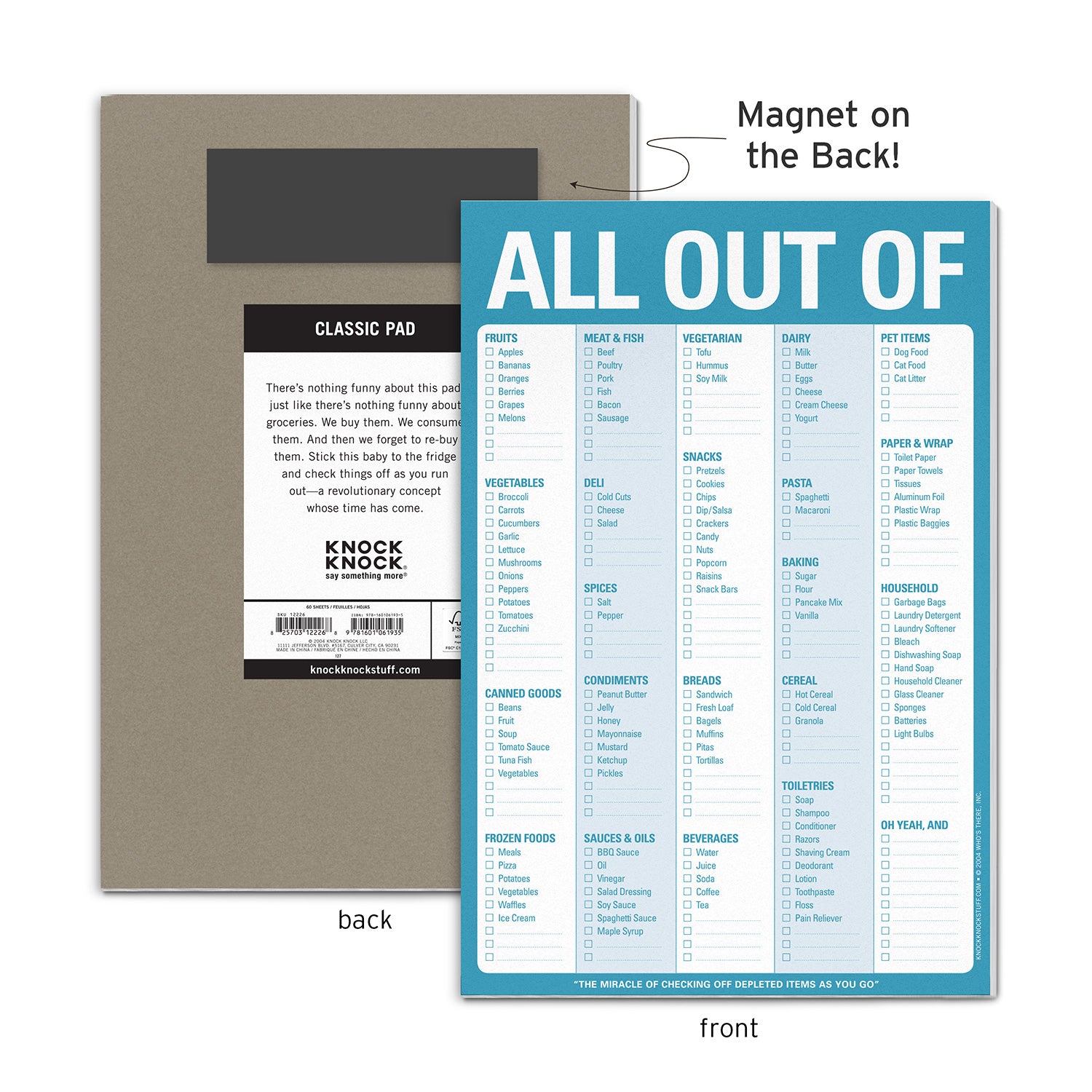 All Out Of® Pad with Magnet (Blue) by Knock Knock, SKU 12226