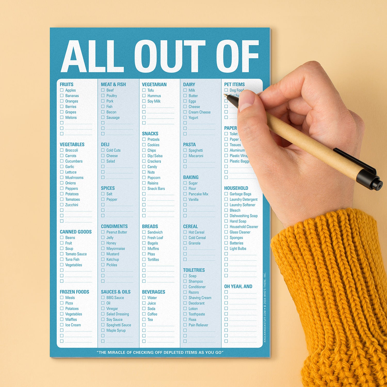 All Out Of® Pad with Magnet (Blue) by Knock Knock, SKU 12226