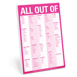 All Out Of® Pad with Magnet (Pink) by Knock Knock, SKU 12227