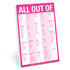All Out Of® Pad with Magnet (Pink) by Knock Knock, SKU 12227