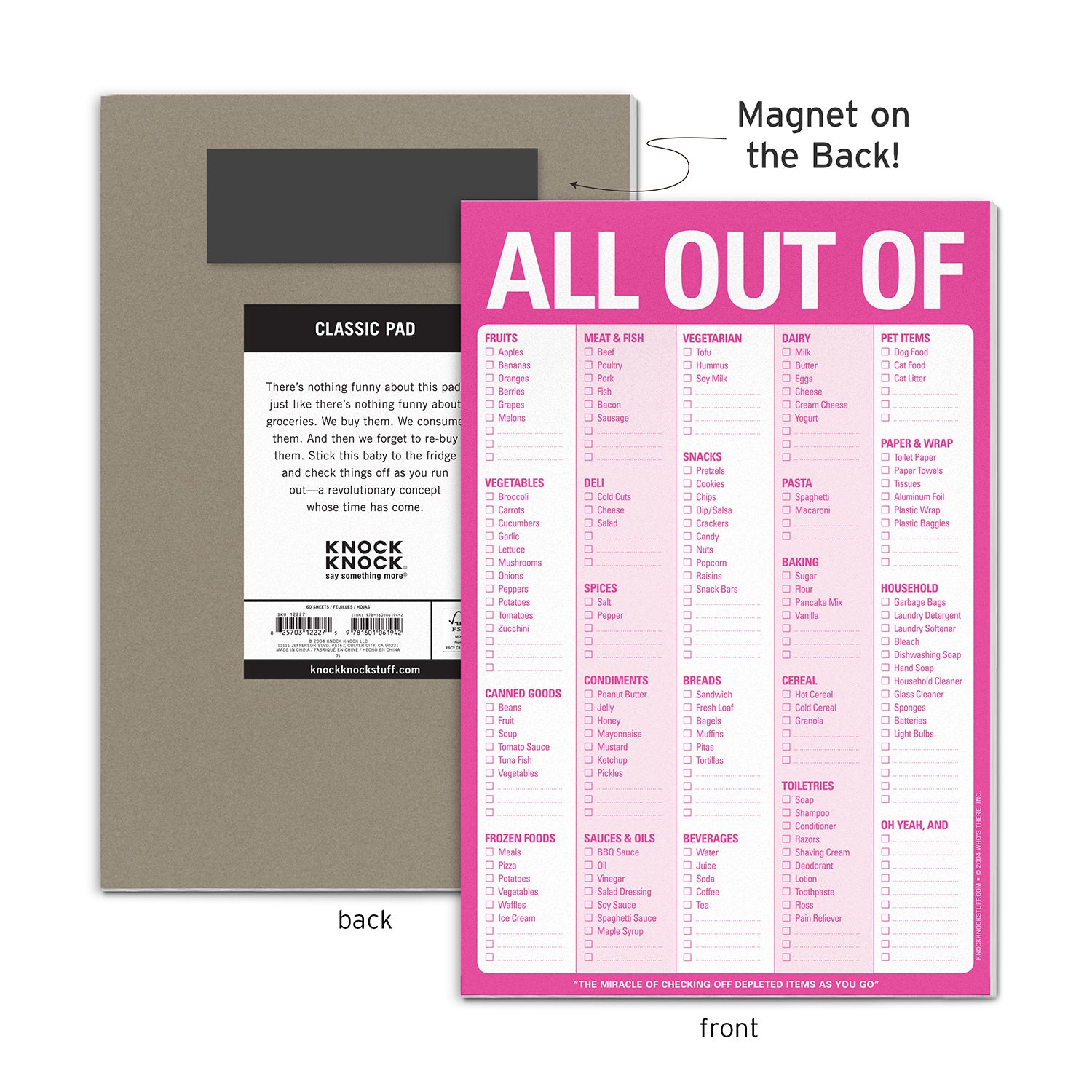 All Out Of® Pad with Magnet (Pink) by Knock Knock, SKU 12227