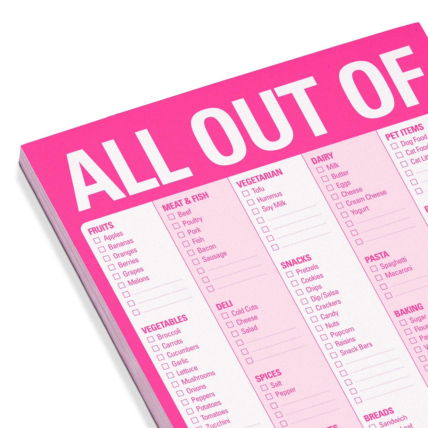 All Out Of® Pad with Magnet (Pink) by Knock Knock, SKU 12227