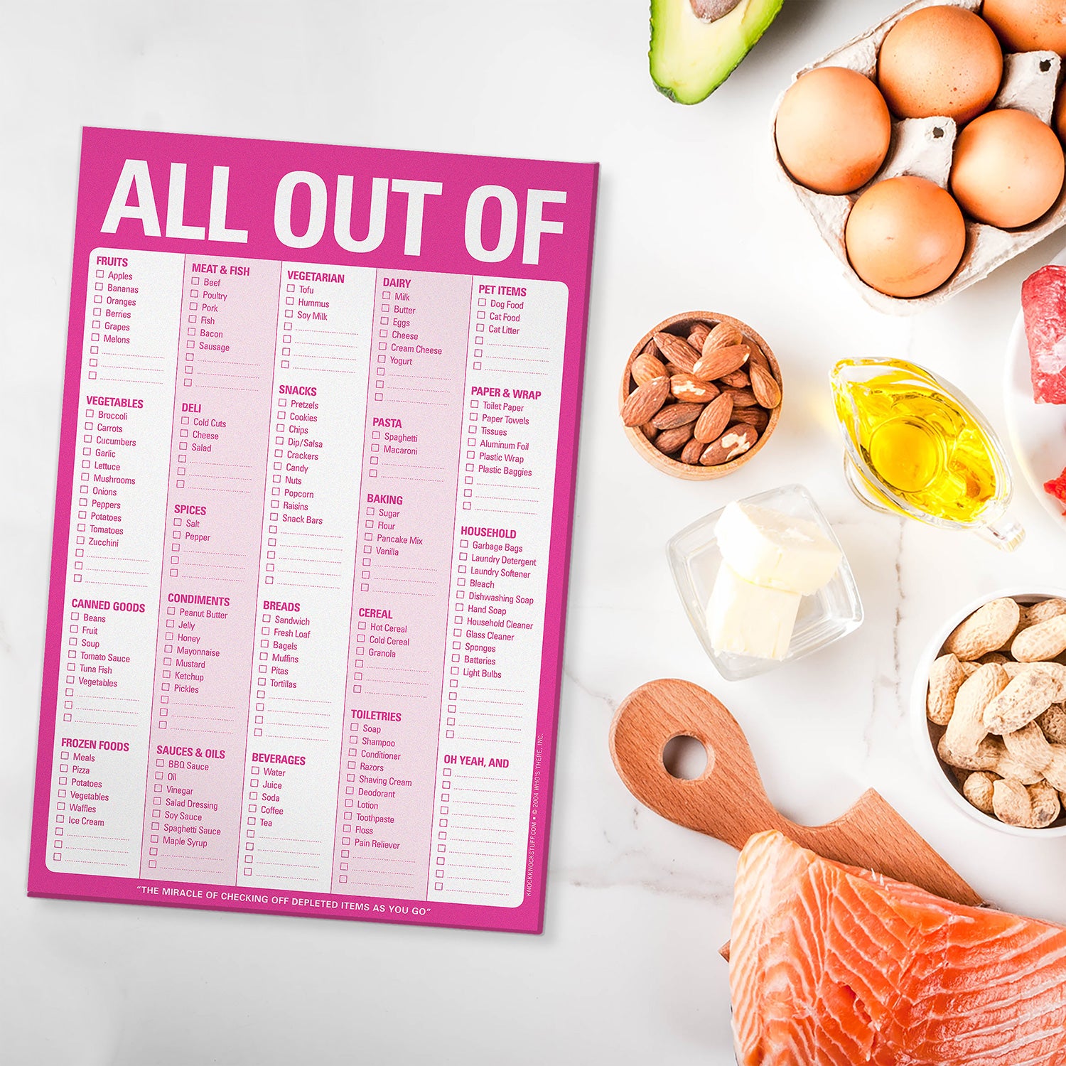 All Out Of® Pad with Magnet (Pink) by Knock Knock, SKU 12227