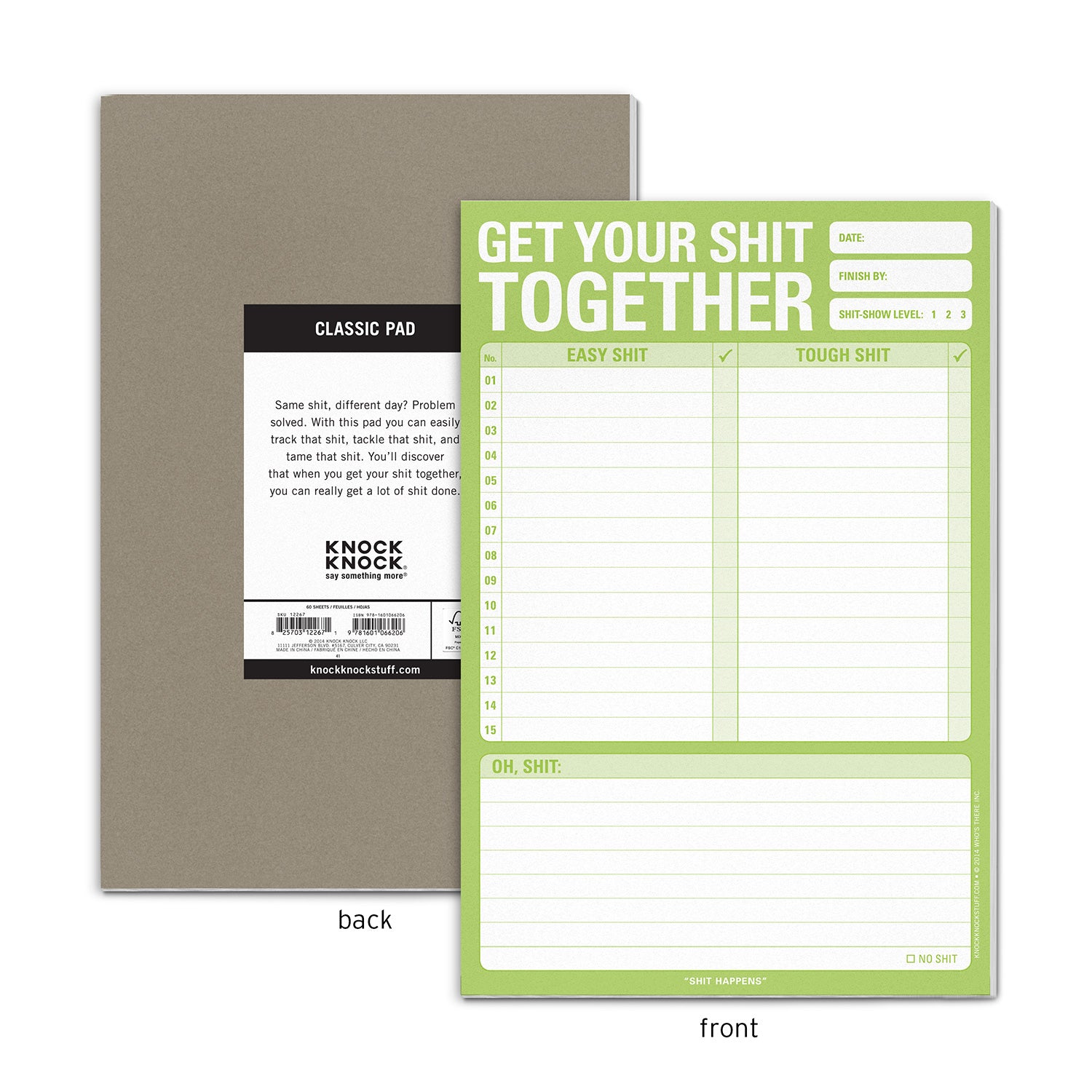 Get Your Shit Together Pad (Green) by Knock Knock, SKU: 12267