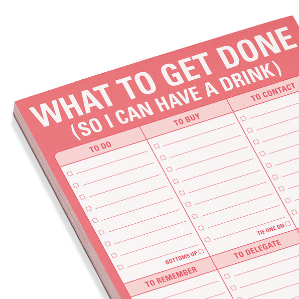 Knock Knock What to Get Do (So I Can Have a Drink) Pad, to Do List Note  Pad, 6 x 9-inches