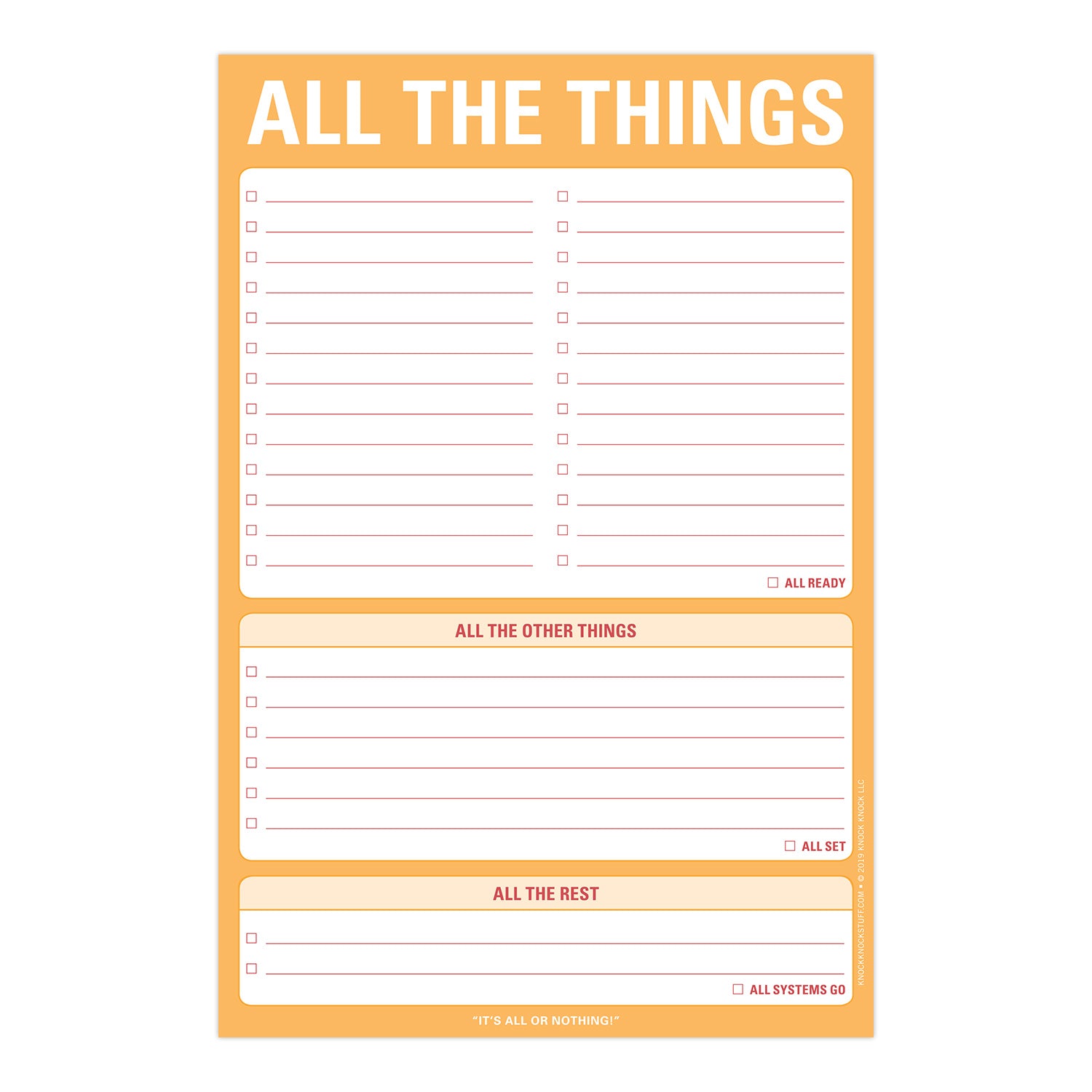 Knock Knock All The Things Pad, To Do List Notepad