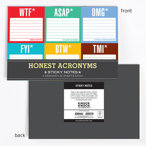 Honest Acronyms Sticky Notes Set / Packet