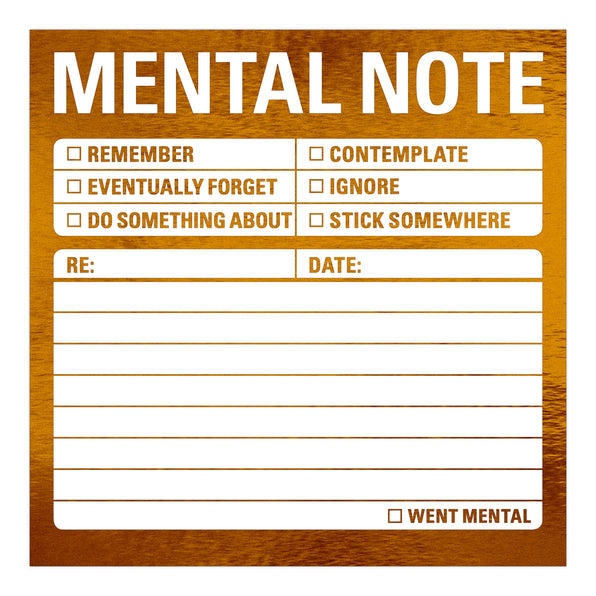 Knock Knock Mental Note Metallic Sticky Notes - Knock Knock Stuff SKU 