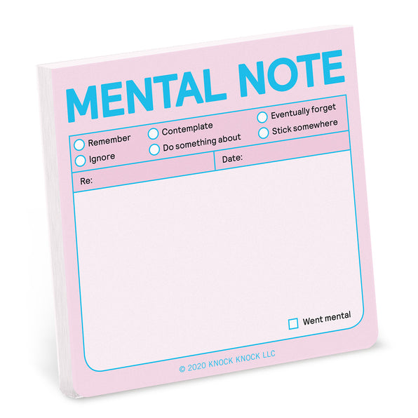 Knock Knock Mental Note Sticky Notes (Pastel Version) Adhesive Paper Notepad - Knock Knock Stuff SKU 12589