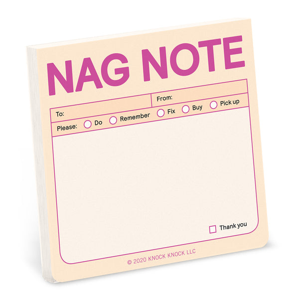 Knock Knock Nag Note Sticky Notes (Pastel Version) Adhesive Paper Notepad - Knock Knock Stuff SKU 12590