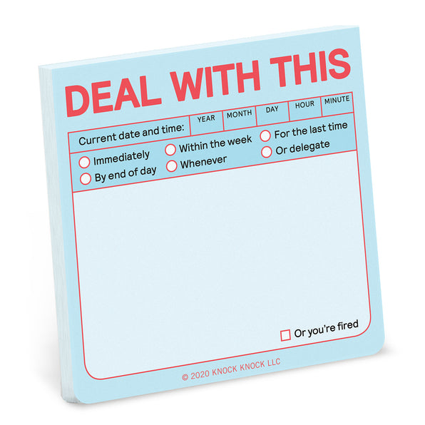 Knock Knock Deal with This Sticky Notes (Pastel Version) Adhesive Paper Notepad - Knock Knock Stuff SKU 12597