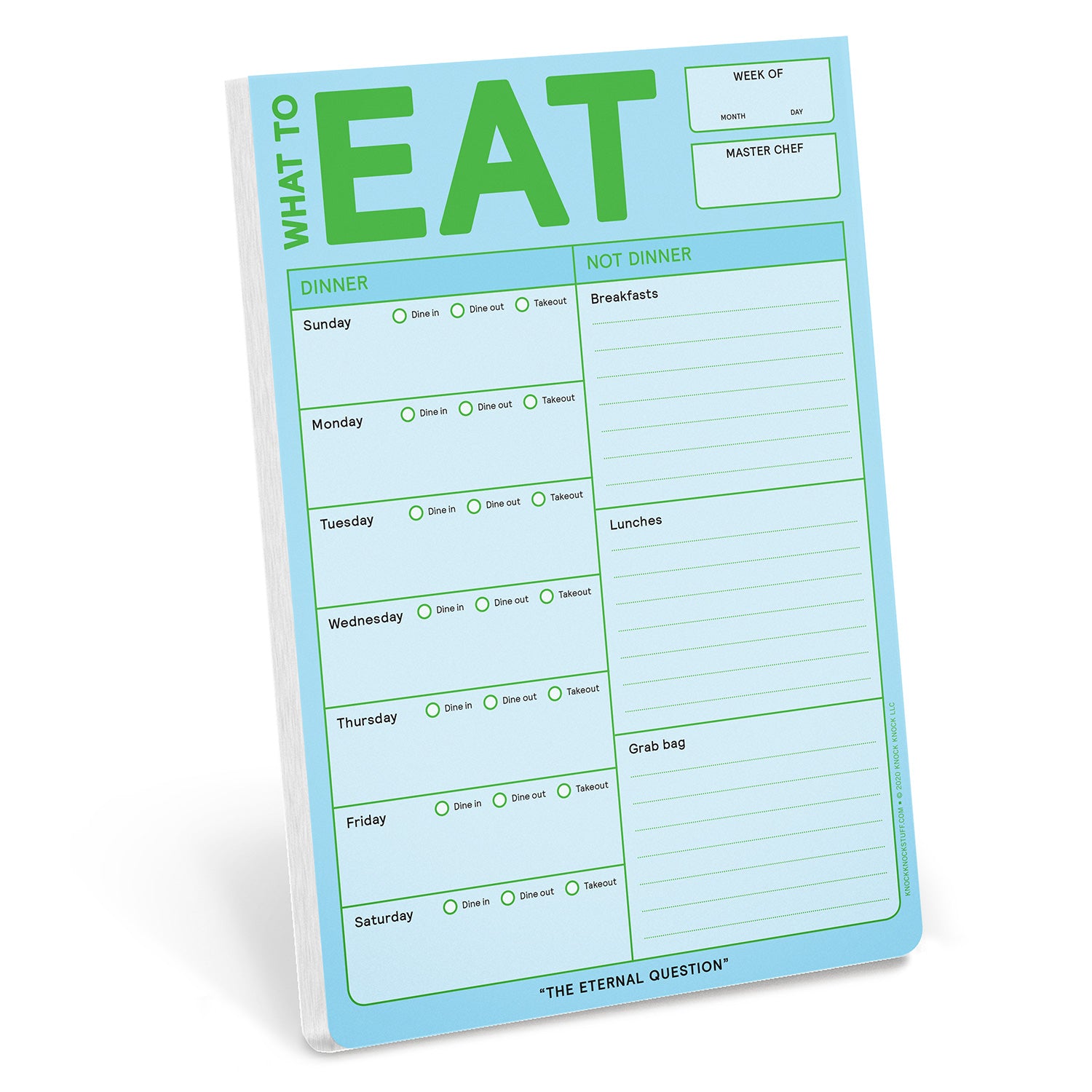 Knock Knock What to Eat Notepad with Magnet for Fridge