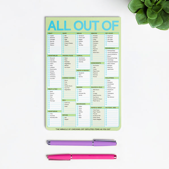 All Out Of® Pad with Magnet (Pastel Version) by Knock Knock, SKU: 12622