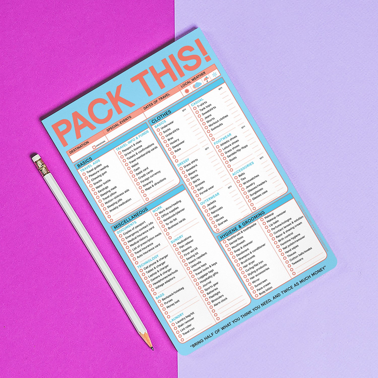 Knock Knock Pack This! Pad, 6 x 9-inches : Knock Knock: : Office  Products
