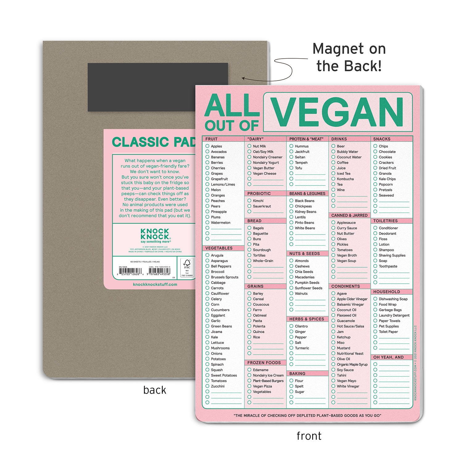 All Out Of® Pad with Magnet (Vegan) by Knock Knock, SKU: 12626