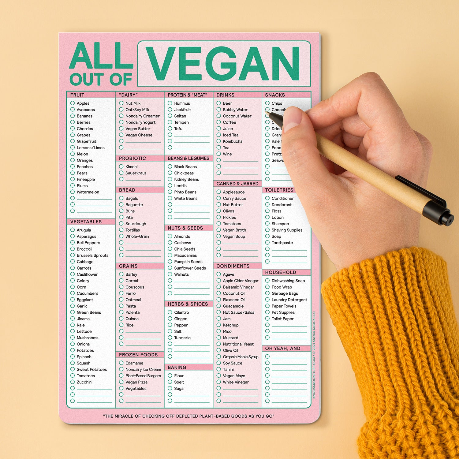 All Out Of® Pad with Magnet (Vegan) by Knock Knock, SKU: 12626