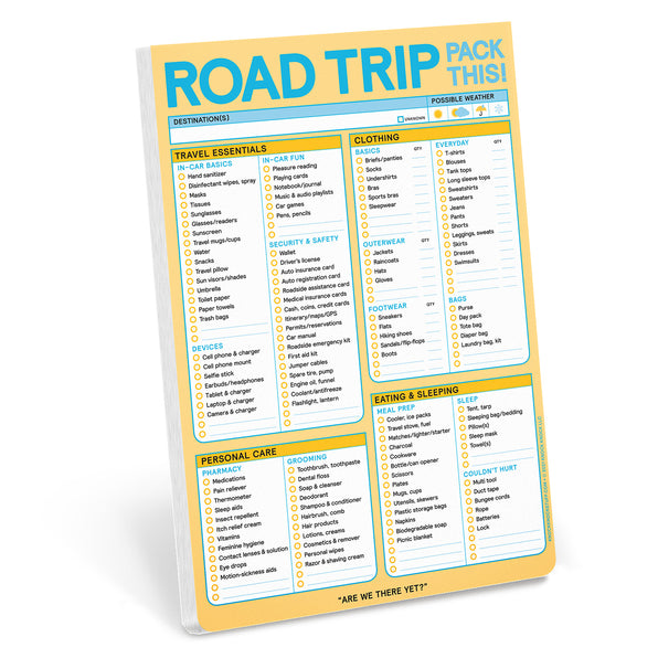 Road Trip Packing List Pad by Knock Knock, SKU: 12627