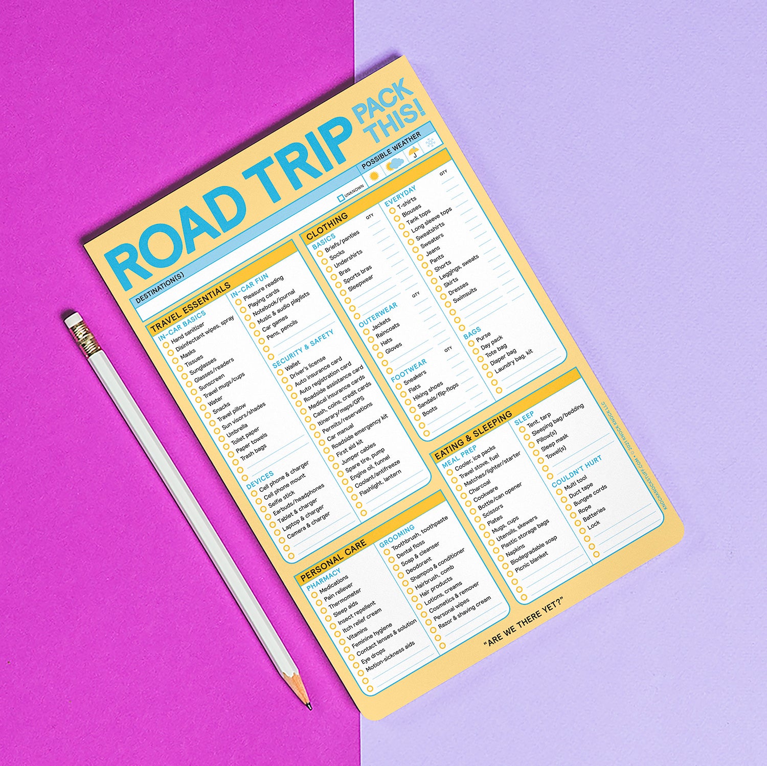 Road Trip Packing List Pad by Knock Knock, SKU: 12627