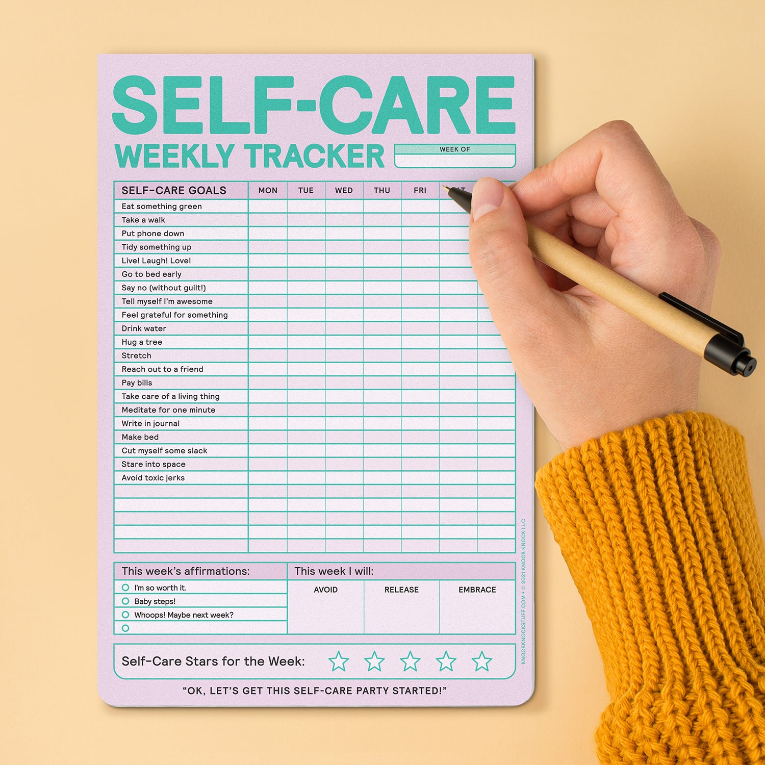 Knock Knock Self-Care Weekly Tracker Pad (Pastel Version), SKU 12633