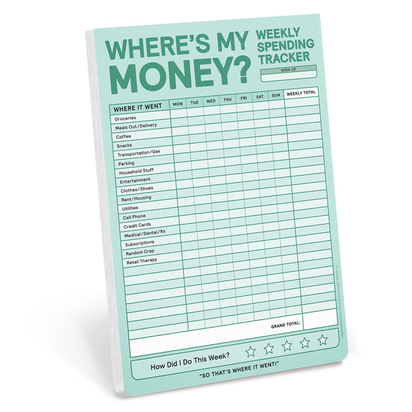Weekly Money Tracker Pad by Knock Knock, SKU 12634