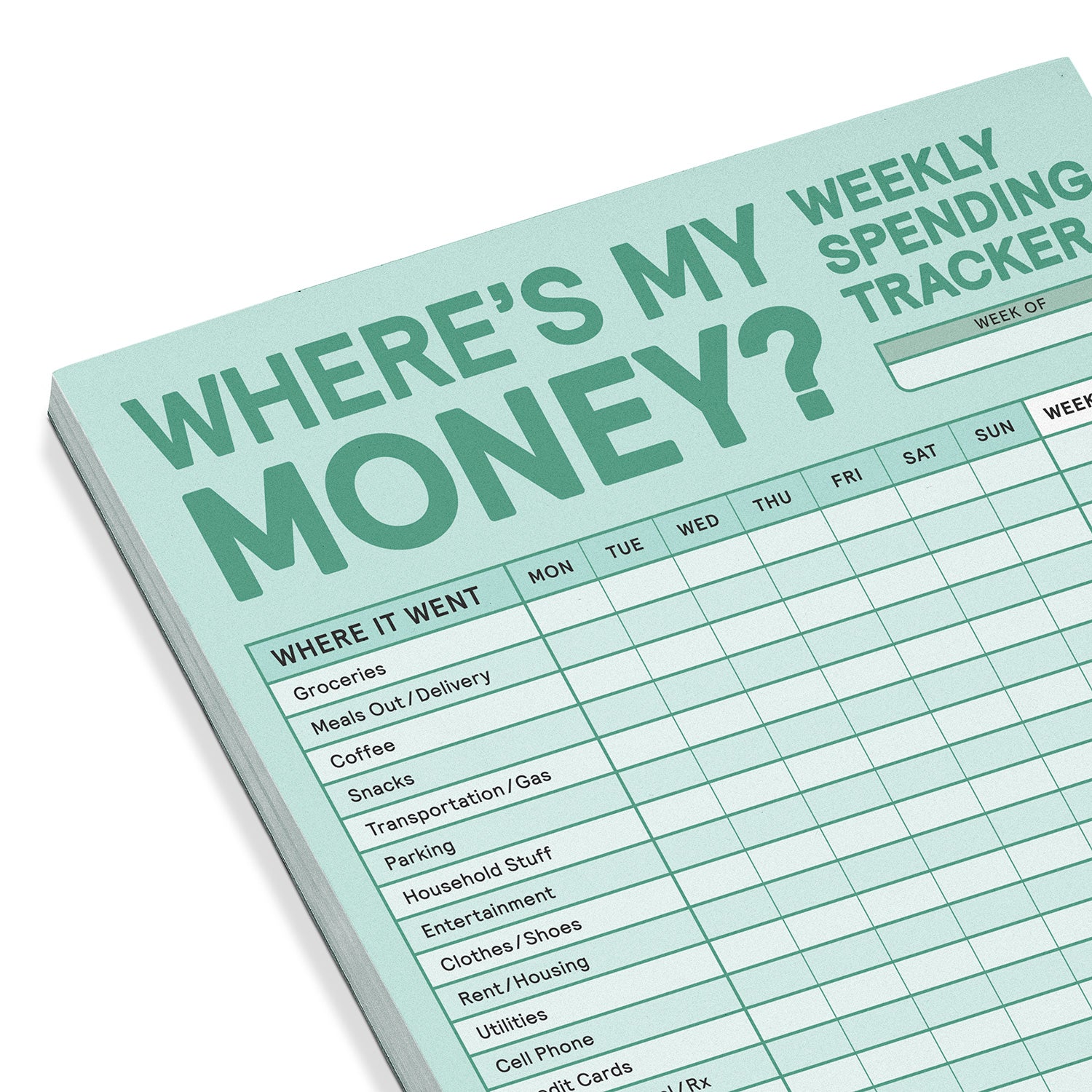 Weekly Money Tracker Pad by Knock Knock, SKU 12634