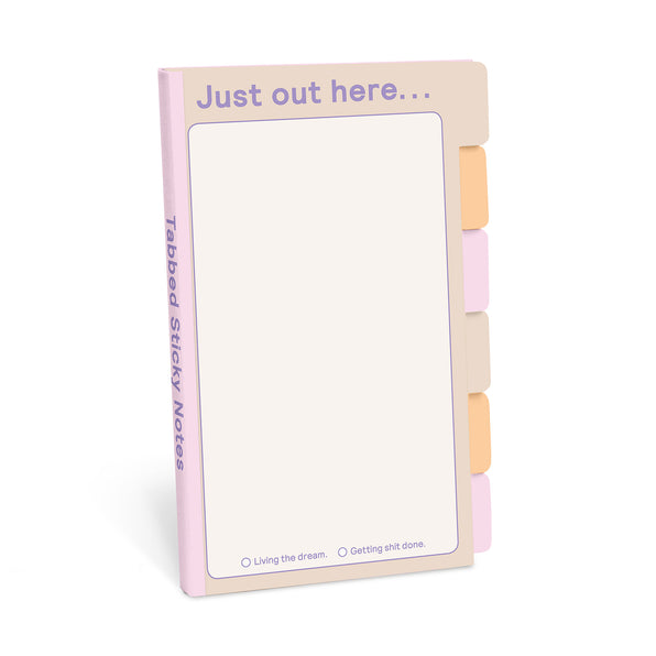Knock Knock Just Out Here Tabbed Sticky Notes Soft cover booklet with adhesive paper notepads - Knock Knock Stuff SKU 12734