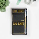 Knock Knock Oh Shit / No Shit Metallic Sticky Note Set + Gel Pen - Knock Knock Stuff SKU 