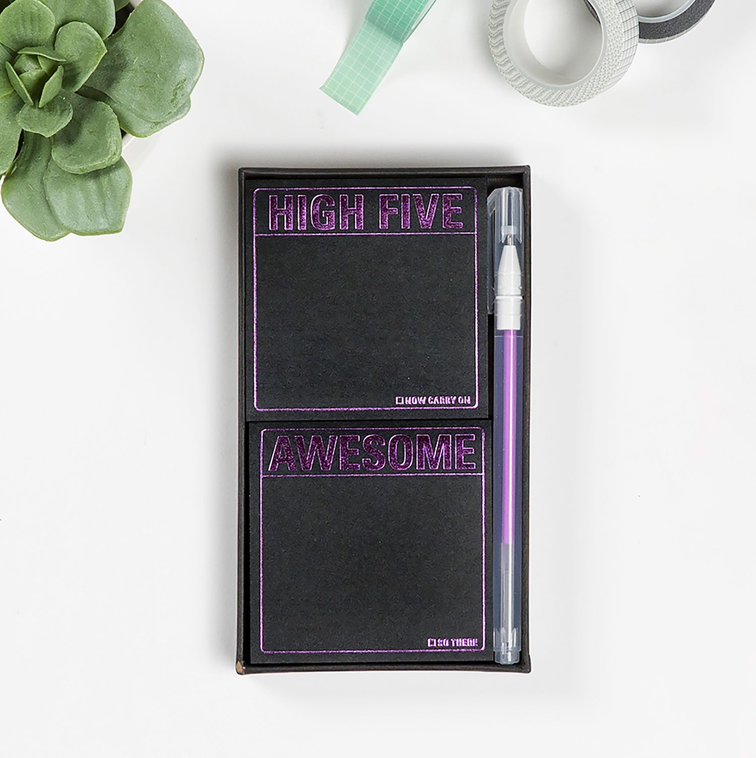 Knock Knock High Five / Awesome Metallic Sticky Note Set + Gel Pen - Knock Knock Stuff SKU 