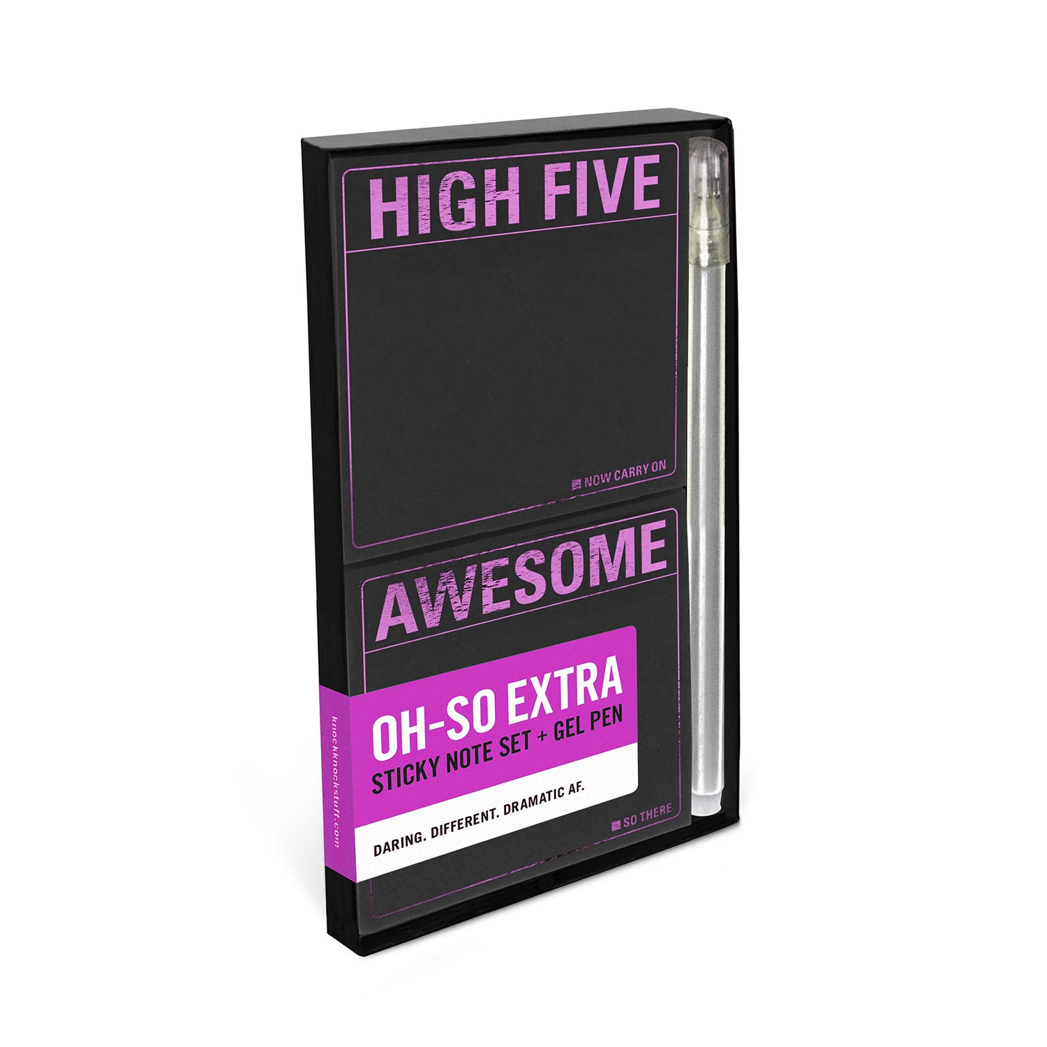 Knock Knock High Five / Awesome Metallic Sticky Note Set + Gel Pen Paper notepad with pen - Knock Knock Stuff SKU 12742