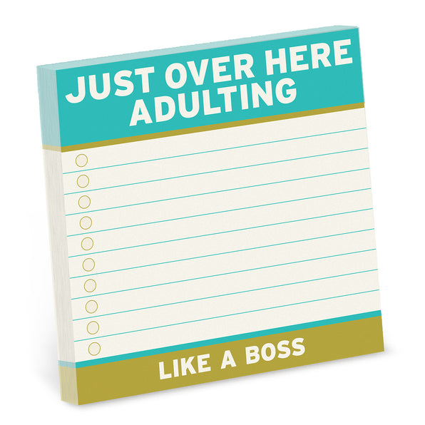 Knock Knock Adulting Large Sticky Notes (4 x 4-inches) Adhesive Paper Notepad - Knock Knock Stuff SKU 12746