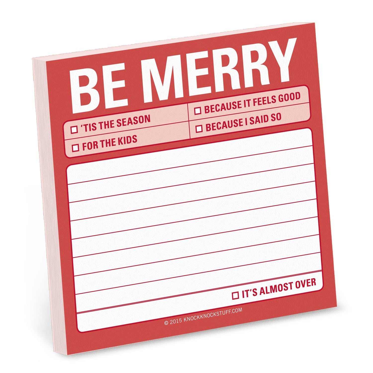 Knock Knock Be Merry Sticky Notes Adhesive Paper Notepad - Knock Knock Stuff SKU 12471