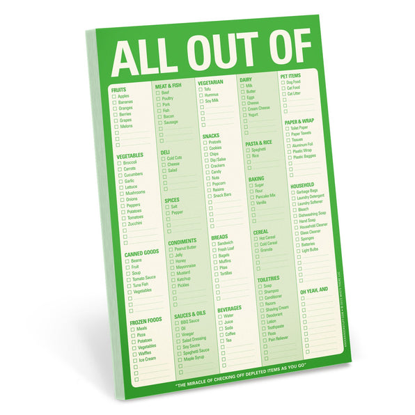 Knock Knock All Out Of® Pad (Green) Paper Notepad - Knock Knock Stuff SKU 12272