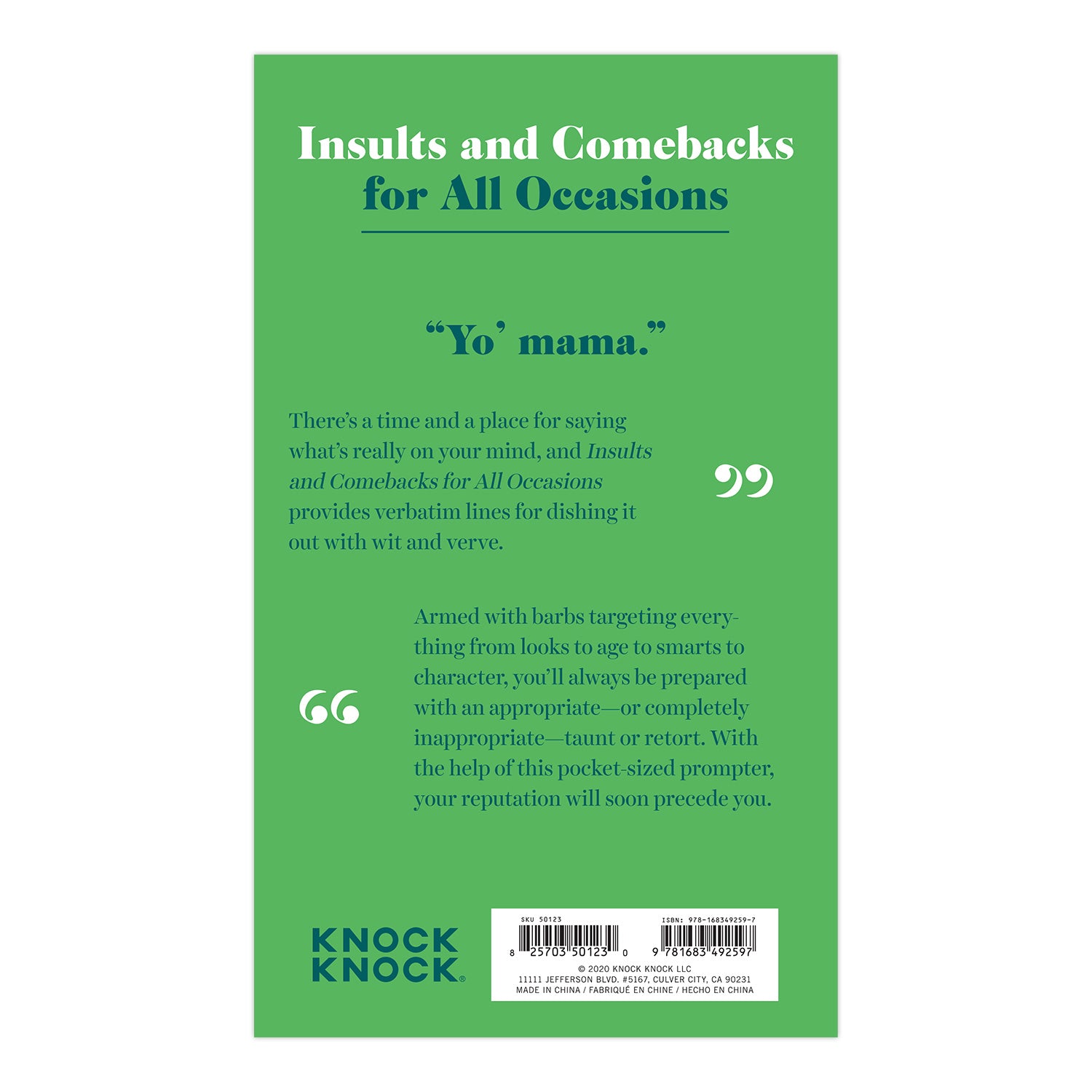 Knock Knock Insults & Comebacks Lines for All Occasions: Paperback Edition - Knock Knock Stuff SKU 