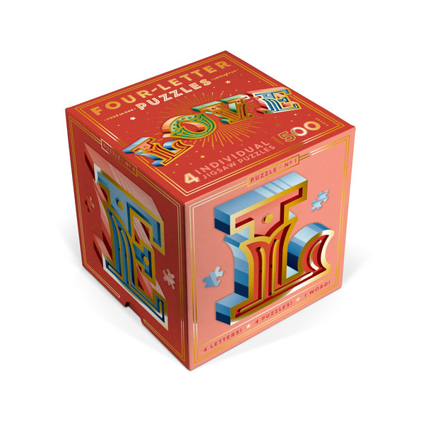 Knock Knock Love Four-Letter Puzzle Puzzle in box with magnetic lid & sleeve - Knock Knock Stuff SKU 10083
