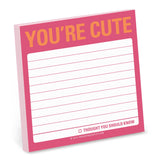 Knock Knock You're Cute Sticky Notes Adhesive Paper Notepad - Knock Knock Stuff SKU 12466