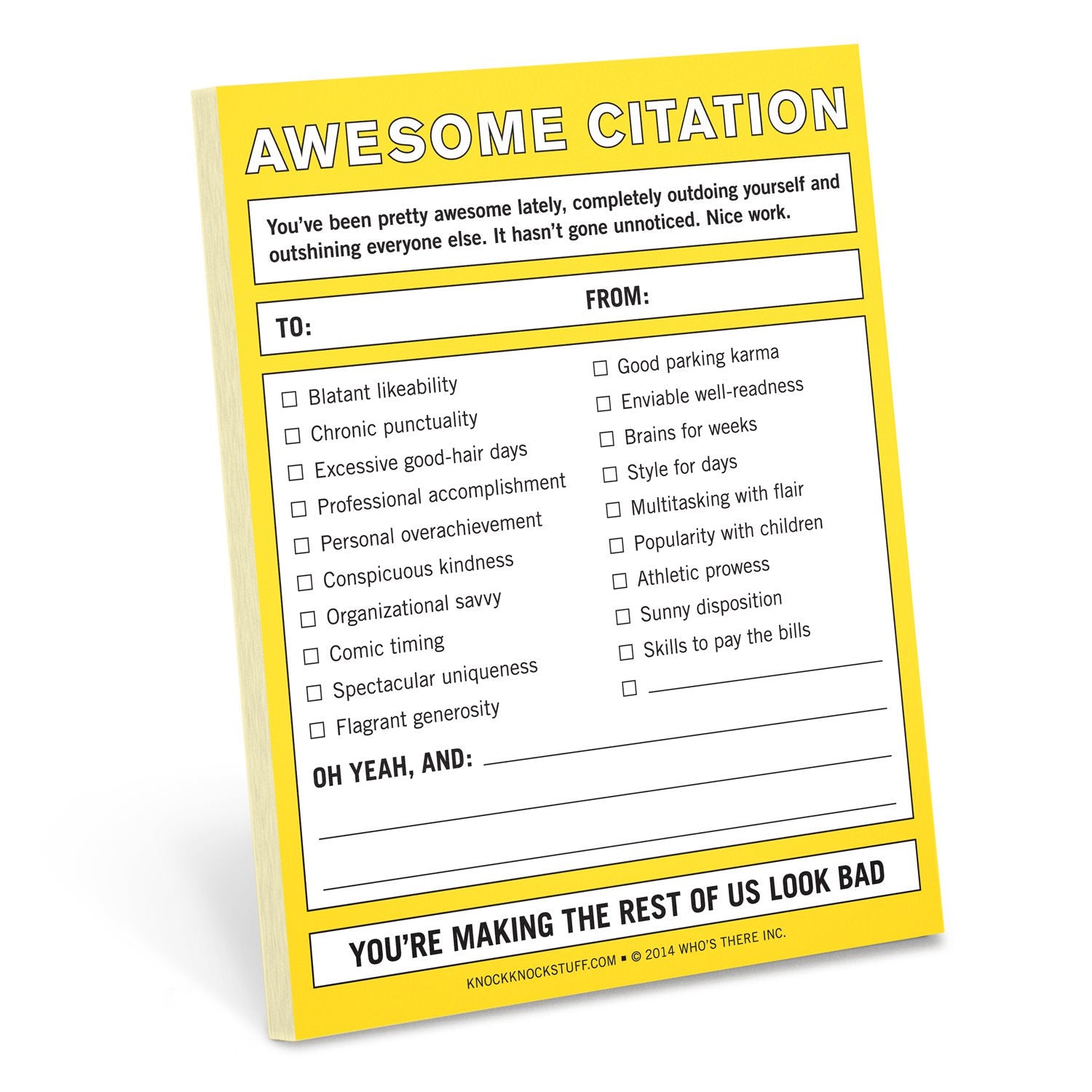 Knock Knock Awesome Citation Nifty Notes Paper Notepad - Knock Knock Stuff SKU 12098