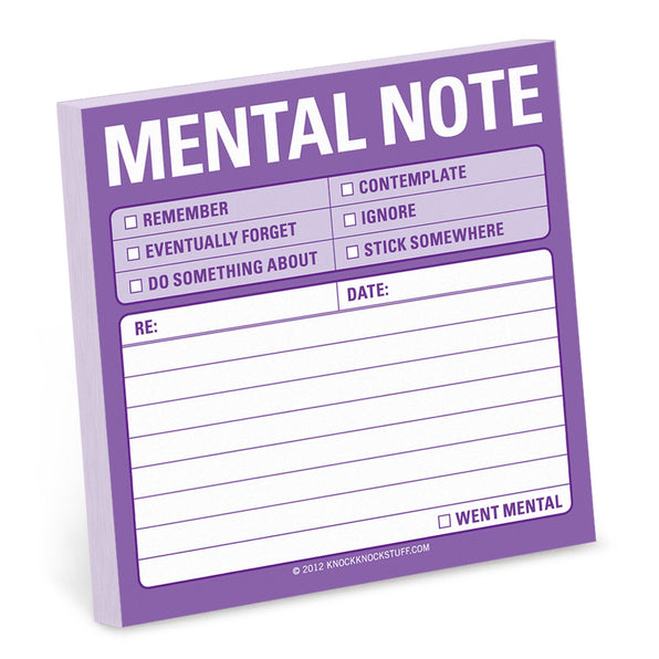 Knock Knock Mental Note Sticky Notes Adhesive Paper Notepad - Knock Knock Stuff SKU 12435