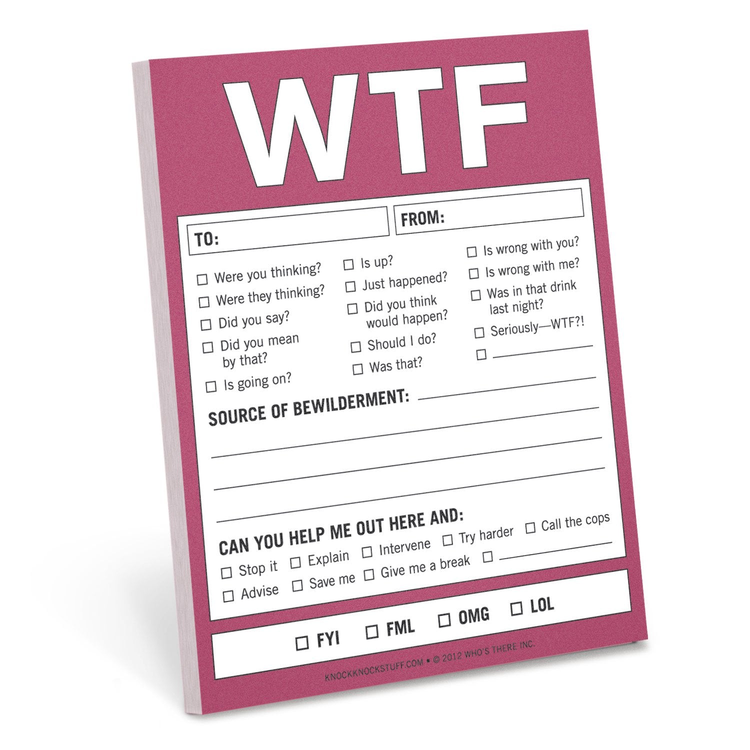 Knock Knock WTF Nifty Note Pad Paper Notepad - Knock Knock Stuff SKU 12088