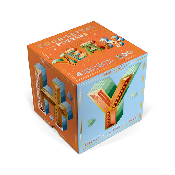 Knock Knock Yeah Four-Letter Puzzle Puzzle in box with magnetic lid & sleeve - Knock Knock Stuff SKU 10081