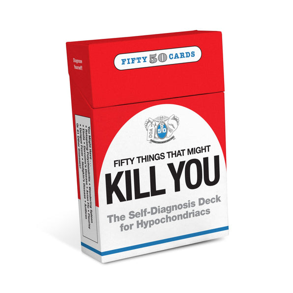 Knock Knock 50 Things that Might Kill You: The Self-Diagnosis Card Deck for Hypochondriacs Funny Flashcards - Knock Knock Stuff SKU 10158