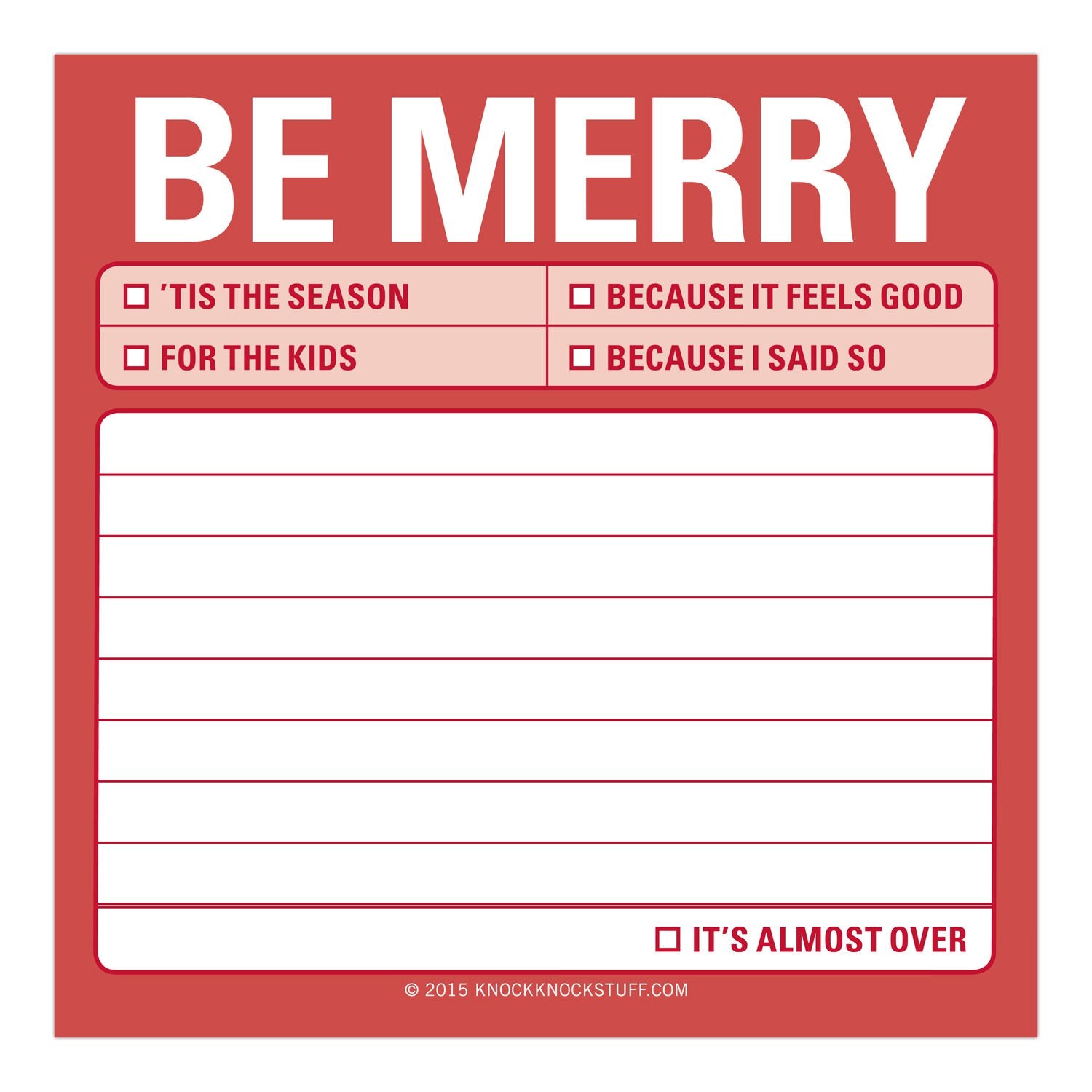 Knock Knock Be Merry Sticky Notes - Knock Knock Stuff SKU 