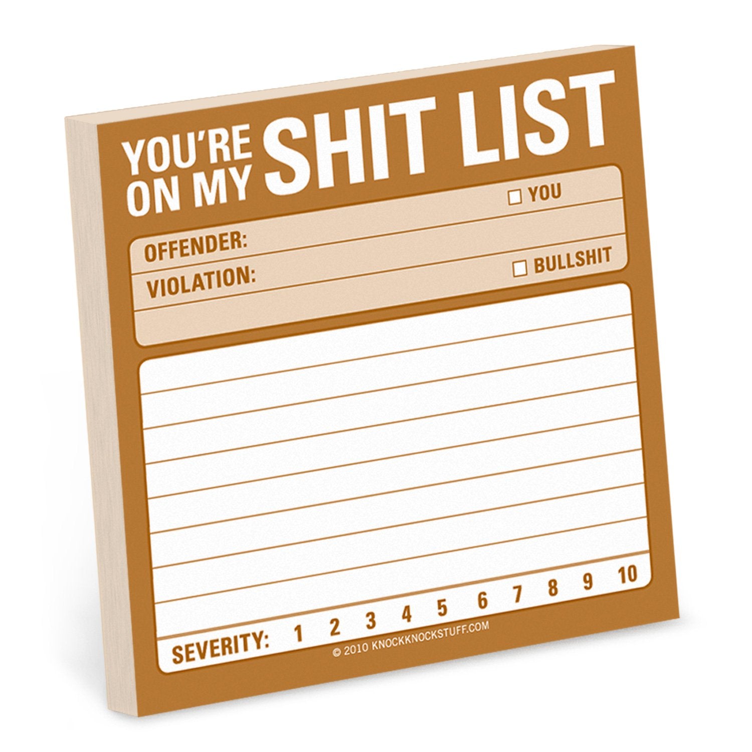 Knock Knock Shit List Sticky Notes Adhesive Paper Notepad - Knock Knock Stuff SKU 12427