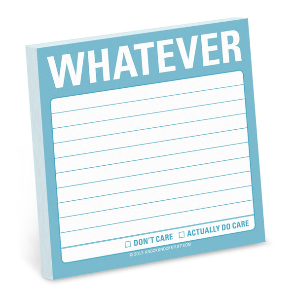 Knock Knock Whatever Sticky Notes Adhesive Paper Notepad - Knock Knock Stuff SKU 12445