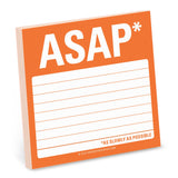 Knock Knock ASAP Sticky Notes Adhesive Paper Notepad - Knock Knock Stuff SKU 12468