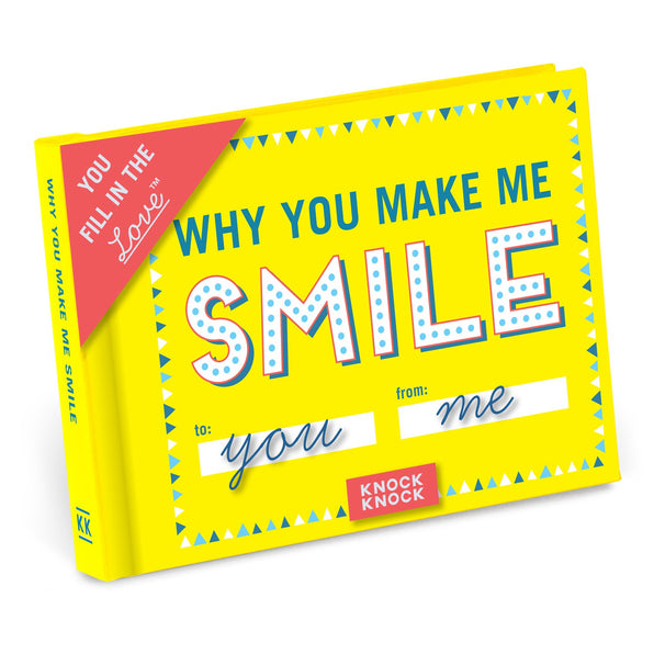 Knock Knock Why You Make Me Smile Fill in the Love® Book Fill-in-the-Blank Love about You Book - Knock Knock Stuff SKU 50251
