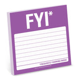 Knock Knock FYI Sticky Notes Adhesive Paper Notepad - Knock Knock Stuff SKU 12470