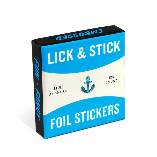 Knock Knock Blue Anchors Lick and Stick Foil Stickers Printed stickers - Knock Knock Stuff SKU 12551