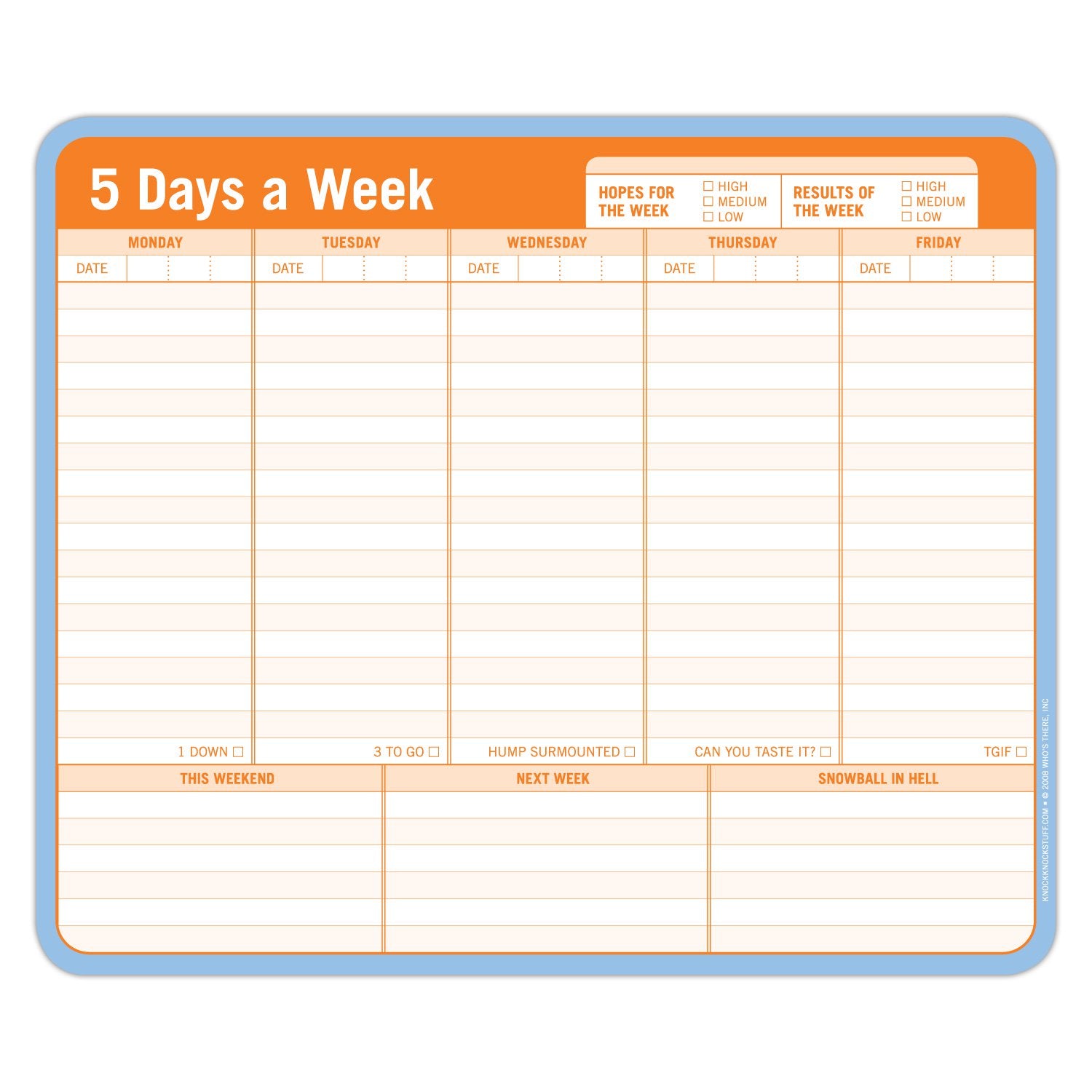 Knock Knock 5 Days a Week Paper Mousepad Paper Notepad - Knock Knock Stuff SKU 12600